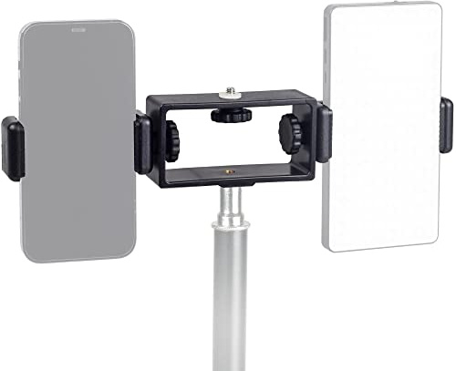 ayex Duale Smartphone-Halterung für 1/4 Zoll & Blitzschuh Halterung für Zwei Smartphones an Kamera & Stativ h??hw?rt?g und r?bu?t verarbeitet
