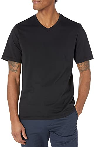 Amazon Essentials Men's Short-Sleeve V-Neck T-Shirt, Pack of 2, Black/Olive, XS