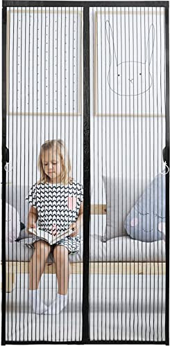 Hilftio Rollo tür fliegengitter 120X210cm Fliegengitter tür fliegennetz Fliegenschutz Vorhang fliegengitter Balkon Magnet fliegengitter Terrasse, Schwarz