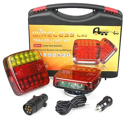 Yuanjoy LED Anhänger Rückleuchter Set, 12/24V Magnetische drahtlose LED Wasserdichte Rückleuchten, Anhänger Beleuchtungs Set für LKW, Wohnwagen oder LKW, mit ECE EMV Zugelassen