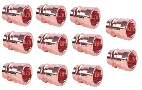 (10-Pack) EZ-FLUID Plumbing 3/4 FIP x Press LF Copper Press Female Adapter Pressure Copper Fitting ProPress Female NPT x Press Connection NSF,cUPC certified,Residential,Commercial.