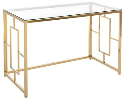Schreibtisch - Glas & Stahl - Goldfarben & Transparent - CLOTILDE