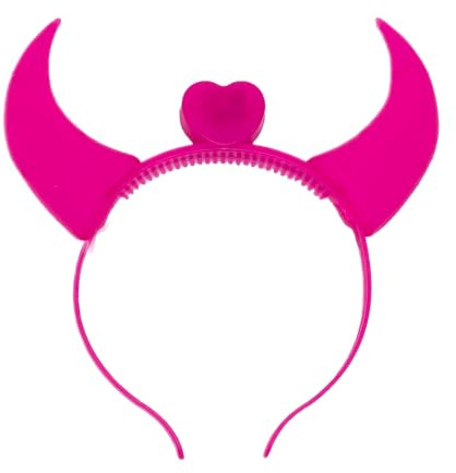 BF Souvenirs 1x LED Haarreif DEVIL in 3 Farben leuchtend Teufels-Hörner mit Herz Party Junggesellinnen Abschied Halloween Volksfest Kinder-Geburtstag Konzert Herz Teufelchen Engel