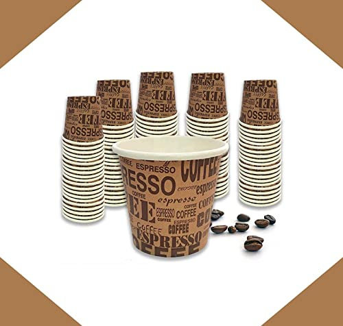 1000 Pz Bicchierini da Caffe marroni di Carta Biodegradabili Biocompostabili Tazzine 75 ml