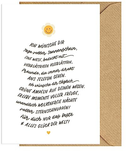 KOKO&LORA® Glückwunschkarte mit Kraftpapier-Briefumschlag - Grußkarte mit Naturkuvert • zum Geburtstag, Abschied für Kollegen, Mama, Papa, Lehrer, Erzieher
