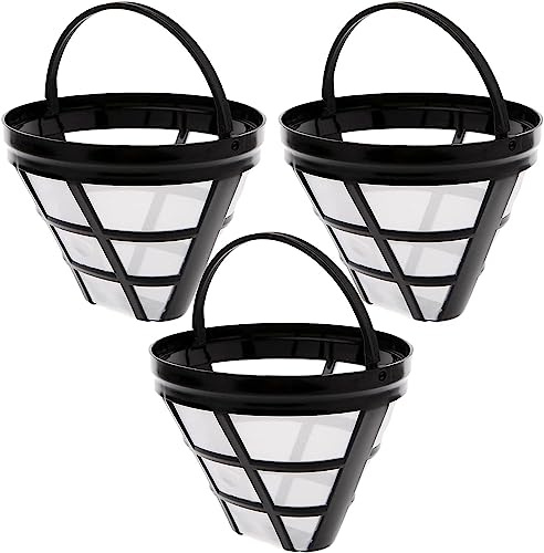 Mineatig Kegel-Kaffeefilter, Wiederverwendbar, 3 Stück, Edelstahl und Nylon, Kompatibel mit Kaffeekocher, Schwarz