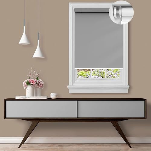 Verdunkelungsrollo ohne Bohren Klemmfix 35 x 210 cm Einfache Installation Easyfix, Fenster sichtschutz Inkl. Aller Montage-Teile für Wohnzimmer, Schlafzimmer, Hellgrau