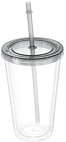 QUARKZMAN Acrylique Gobelet avec Couvercle et Paille, 16 Oz Réutilisable Double Mur Tasses pour Glace Café, Clair Voyage Gobelets pour Anniversaires Cadeaux, Personnalisation (Noir)