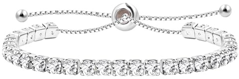 Uloveido Fashion Adjustable Slider Bolo Clasp Tennis Bracelet for Girls Women Hypoallergenic Purple Pink Blue Green Cubic Zirconia Bracelets Gift Y4043