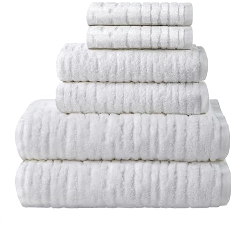 SKL Home CloudSoft Handtuch-Set, Baumwolle, 6-teilig, Weiß | 2 Badetücher, 2 Handtücher, 2 Waschlappen Premium Spa-Qualität 600/520 GSM Gewicht. Sehr weich und saugfähig.