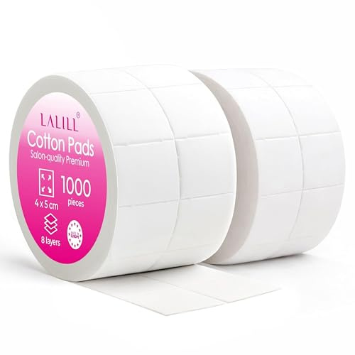 LALILL 1 000 luddfria tamponger för Cleaner, Aceton Remover - Nageldesign manikyr våtservetter - luddfri cellulosa - gel, lack, naglar