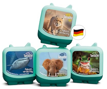 Tonies Clever - Set di 4 Animali con Record per la Tua Toniebox, Gioco d'udito di Conoscenza per Bambini dai 5 Anni, Tempo di Gioco: Circa 130 Minuti