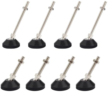 SHENGYIG 8 Stück Verstellbare Möbelfüße, 50-M8 x 50mm und 50-M8 x100mm Höhe | Hochbelastbar, Kohlenstoffstahl mit Verzinkter Oberfläche, Ideal zum Nivellieren und Stabilisieren von Möbeln