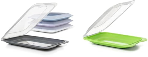 Tatay Set de 4 Porta Embutidos y Alimentos Fresh MAXI, Libre de BPA, Reutilizables, Apilables, Apto Lavavajillas y Microondas, Color Pastel. Medidas 17 x 6,2 x 25,2 cm & Set 3 PORTAEMBUTIDOS Mini