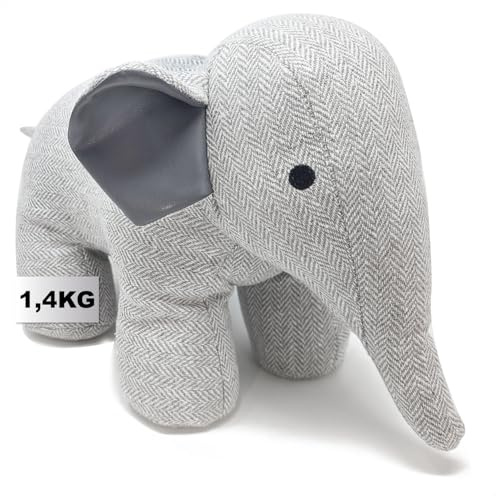 COM-FOUR® dörrstopp - tung dörrhållare i söt elefantdesign - funktionell hemtillbehör - fönsterstopp idealisk för drag - bromsblock 1,4 kg för fönster och dörrar