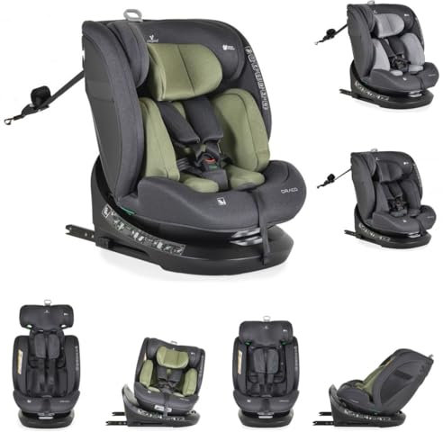 Canguro silla de auto Draco i-Size (40-150cm) Isofix, giratoria 360°, Top Tether, color:verde