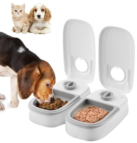 Afenau Automatic Cat Feeder - 2 Meal Timer for Dry & Wet Food, Suitable for Small to Medium Cats & Dogs