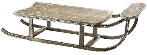 Kobolo Dekoobjekt Schlitten Winterdekoration Snow aus Holz in Grau