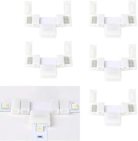 ENQIMAOYI 5 st 6 stift T-form lödfri kontakt LED-remsa ljus, RGBWW 12 mm splitter högervinklad hörnkontakt för SMD 5050 RGBCCT LED-remsor