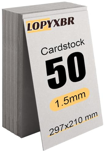 LOPYXBR 50 piezas Carton gris a4 para encuadernación y scrapbooking, cartón gris 1,5 mm 29,7 x 21 cm, carton piedra para maquetas, cajas, álbumes y manualidades