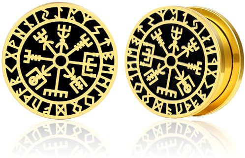 DOEARKO Flesh Tunnel Dilatatore per orecchio in Acciaio Inossidabile Tunnel per orecchio Ear Stretching Piercing per Uomini e Donne 8 mm a 16 mm (Oro, 14mm)
