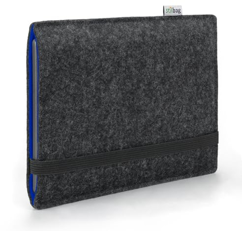 Stilbag Finn Étui de protection en feutre pour liseuse Amazon Kindle Paperwhite Signature Edition - Couleur : anthracite/bleu - Fabriqué en Allemagne