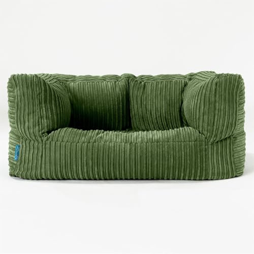 Lounge Pug Canapé Pouf pour Enfant en Velours Côtelé - Canapé Confortable pour Filles et Garçons - Vert Forêt