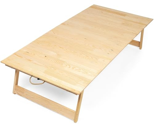 Handgefertigter Faltbarer Picknicktisch, Massivholz, 150x70x35 cm, 6 Personen, 2 Farben (Natürlich)