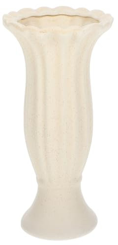 ULTECHNOVO Ceramic Vase Roman Column Flower Arranging Vase Beige Medium Decorative Floral Holder for Living Room Bookshelf Desktop Home Decor