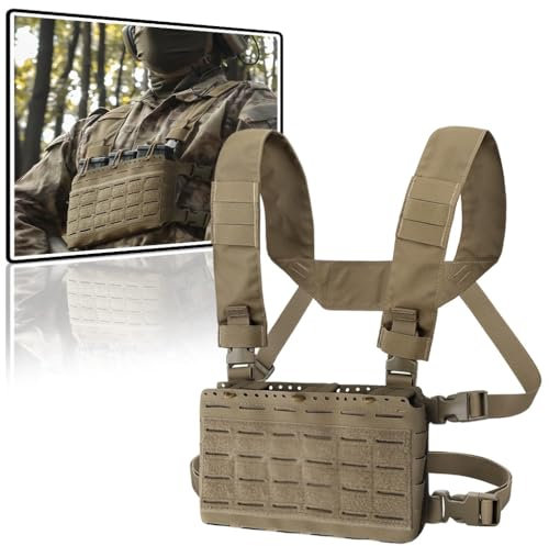 WLXW Taktische Brusttasche Dreifacher Magazintasche Modulares MOLLE-Design Und Verstellbare Gurte CS-Jagd-Airsoft(TAN)