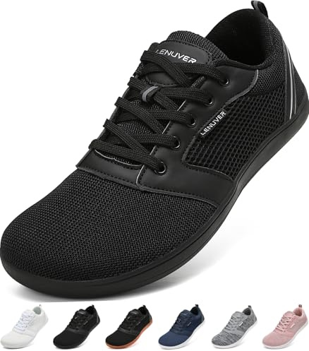 gitzing Barefoot Shoes for Men Women – Wide Toe Box FitnessTrainers, Zero Drop Minimalist Walking Shoes, Flexible & Lightweight for Everyday Comfort, Black 6UK/39EU