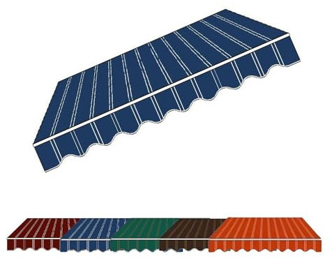 GFYHTN Markisenstoff Für Einziehbare Markisen, 4 x 3 m Markisenbespannung mit Volant, Polyester Markisen Ersatzstoff für Garten Balkon Hof(Blue,15x11.5ft/4.5x3.5m)