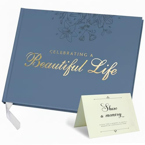 Only Zest Celebration of Life Guest Book – Funeral Guest Book for Memorial Service | in Loving Memory Sign in Registry | Timeless Hardcover for Condolences and Reception, Blue