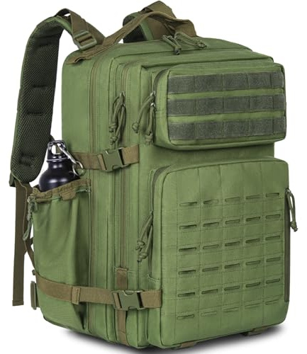 OUUTMEE 40 l taktisk ryggsäck 900D nylontyg jakt ryggsäckar utomhus överlevnadsryggsäck ryggsäck, militärgrön, 28 x 30 x 50 cm