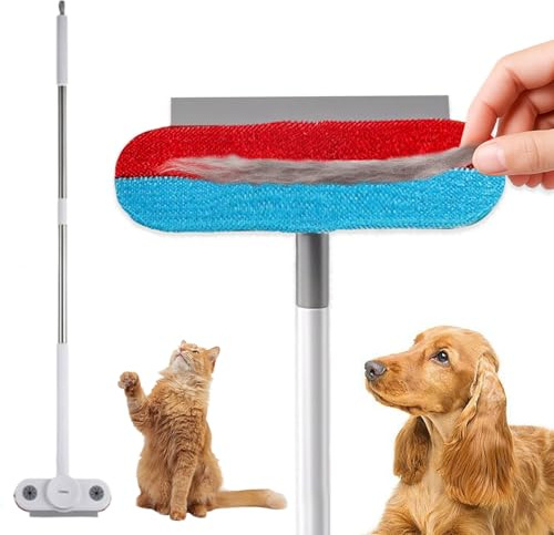 GIBZ Brosse à Peluches Chiens et Chats pour Cheveux Longs et Courts Réutilisable et Amovible Brosse à Poils d'animaux de Compagnie pour Tapis Canapé Vêtements Literie Nettoyage Version étendue
