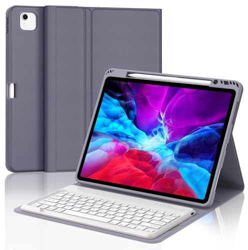 FOGARI Funda con teclado para iPad Pro de 12,9 pulgadas 6ª 2022 /5ª 2021/4ª 2020/3ª generación 2018, QWERTZ teclado magnético alemán desmontable Bluetooth para iPad Air 13 M2/M3 2024/2025, lavanda