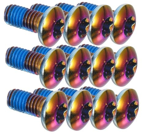 Toyvian Titanium Steel Mountain Bike Brake Pad Screws M5x10mm Set 12pcs Cycling Disc Rotor Fixing Screws for Mountain Bike Brake Maintenance