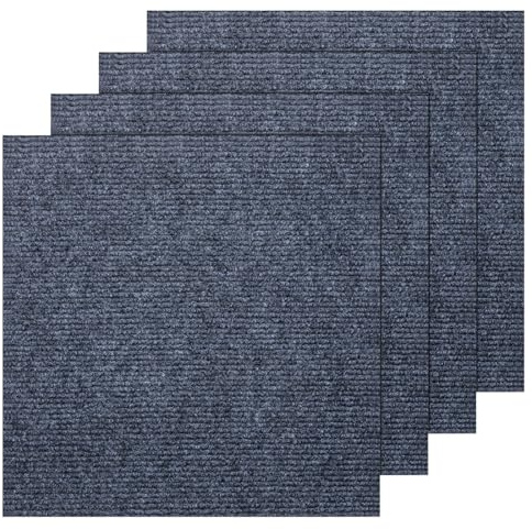 20 Pack Self-Adhesive Carpet Tiles 30x30cm, Grey Peel and Stick Flooring Squares - Non-Slip Removable Floor Tiles for Kitchen, Office, Living Room & Bedroom (Cuttable & Washable) (Dark Gray)