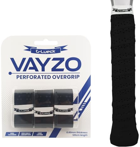 G-Lueck Vayzo Overgrip für Padel & Tennis Schläger perforiert – Übergriffband rutschfest & schweißabsorbierend – für Badminton, Squash & Pickleball – 3er & 12er Set in Mehreren Farben
