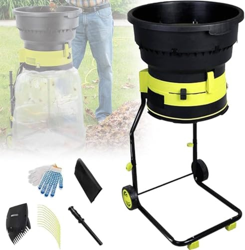 MANYOUYOU Elektrischer Laubhäcksler, Komposthäcksler, Asthäcksler, Laubzerkleinerer, Gartenlaubhäcksler, 54 cm Trichterdurchmesser Für Die Hofreinigung Nopowercord