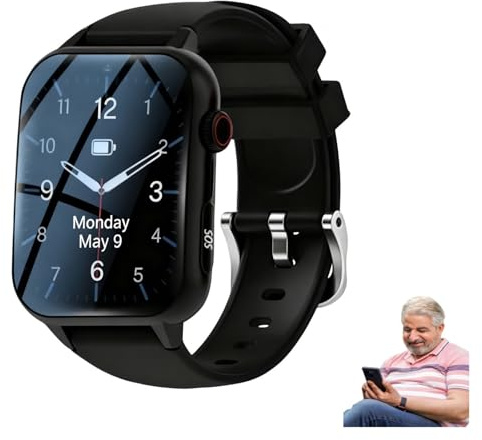 customty 2025 Senior Smart Watch with Fall Detection & SOS, GPS Tracker for Elderly Safety, 1.83 Screen, Heart Rate/BP Monitor, IP67 Waterproof for Android & iPhone (Black)
