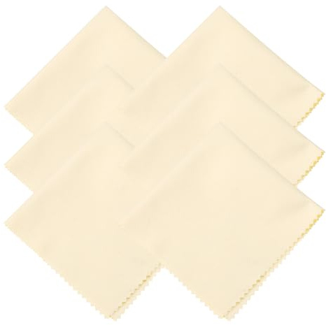 sourcing map 6 Pcs Microfiber Cleaning Cloth for Glasses, 11.8 x 11.8 Inch Eyeglass Cleaning Cloth, Glasses Cleaner Wipes for Electronics Lenses Screens Cameras Cell Phones, Beige