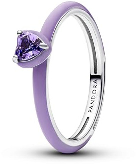 PANDORA Damen-Ring Silber Lilafarbenes Chakra Herz 193088C04
