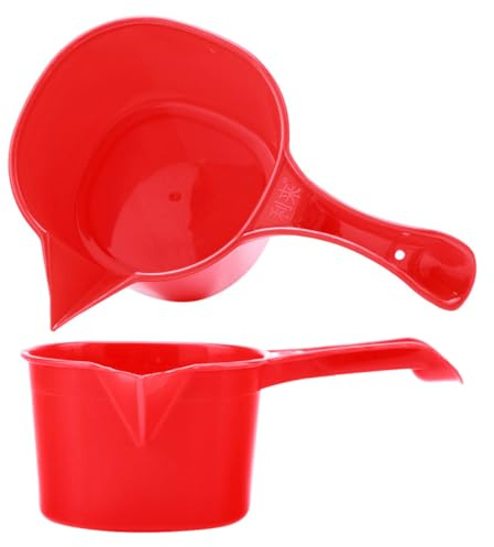 Ipetboom Louche à Eau Rouge Manche Plastique Épais, Louche en Plastique Cuisine et Salle de Bain, Pelle à Eau Multifonction pour Arrosage, Lavage et Bain – Ustensile Pratique pour Maison