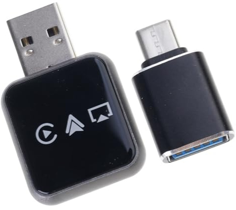 ZYKEJJDDAK 3 in 1 Adattatore Dongle USB per auto con cavo a Dongle Bluetooth compatibile per Smartphone Adattatore per auto in metallo e vetro