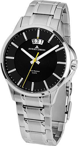 JACQUES LEMANS Herrenuhr Sydney Metallband massiv Edelstahl 1-1540D