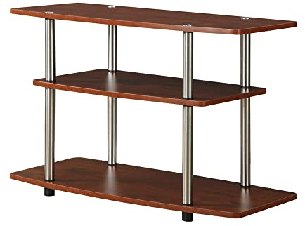 Convenience Concepts Designs2Go No Tools Supporto TV a 3 piani 31,5 pollici - Centro intrattenimento per TV fino a 37 pollici, moderna console TV con ripiani per soggiorno, camera familiare, ciliegia