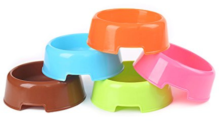 Bettli 5Pcs/Set Plastic Candy Color Pet Cat Dog Puppy Rabbit Animal Practical Food Water Bowl-Random Color