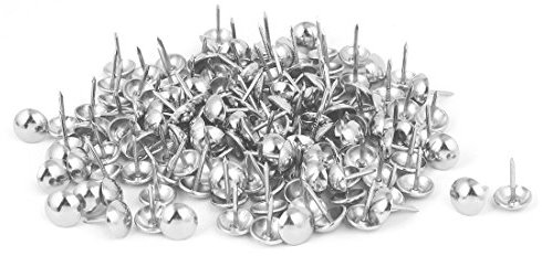 sourcing map Clou Tapissier 7/16 pouce Diamètre Fer Punaise Bombé Clou Ameublement Meuble Argenté 150Pcs
