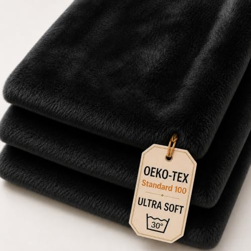 StoffBook Schwarz Kunstpelz Kaninchenfellimitat Kunstfell für Bekleidung | Dehnbar, weich und leicht, Stoff für Bekleidung, Kostüme und Dekoration, Fellstoff und Teddyplüsch, Meterware ab 50cm